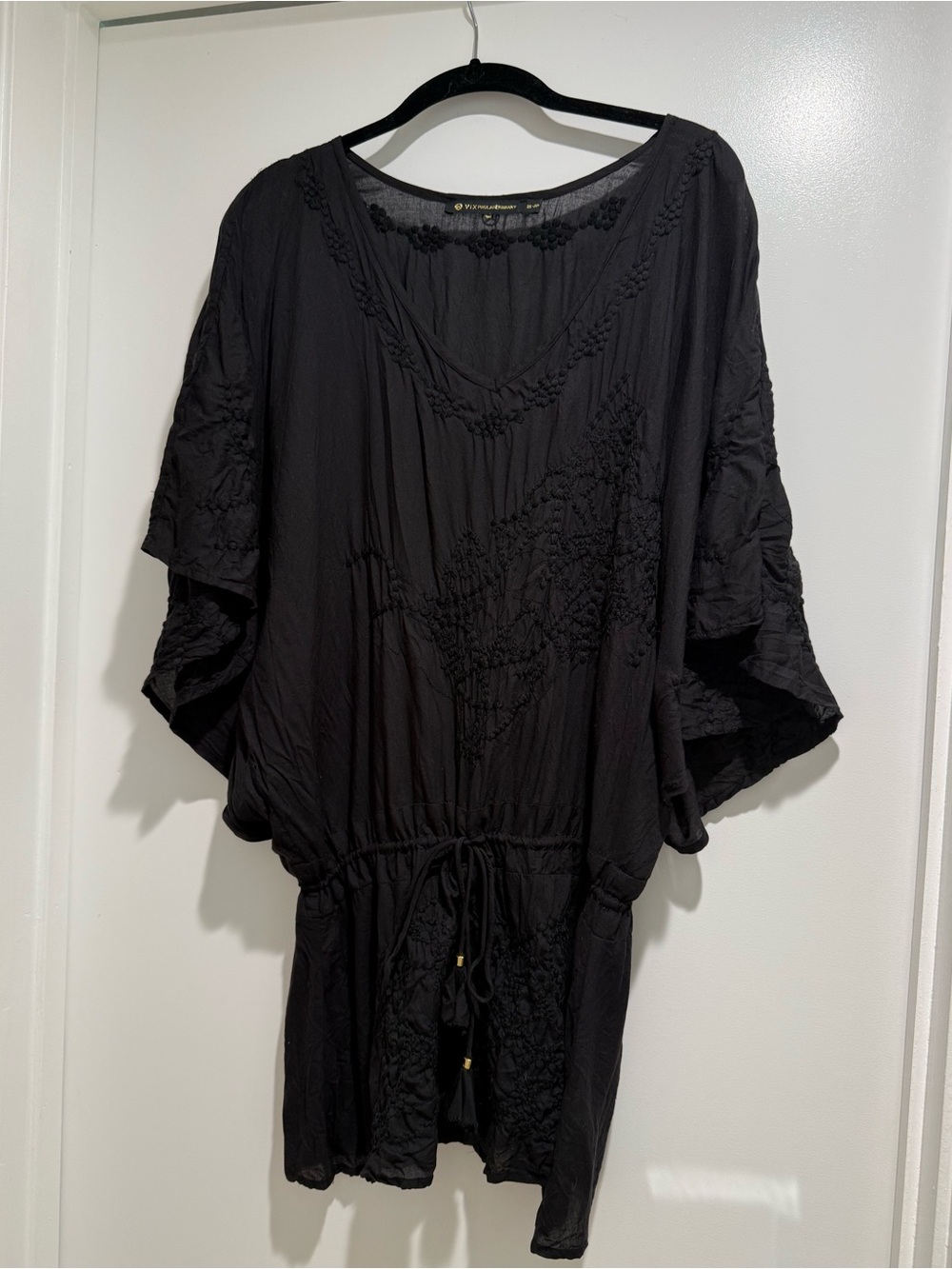 ViX by Paula Hermanny
Black Embroidered V-Neck Tunic with Drawstring Waist